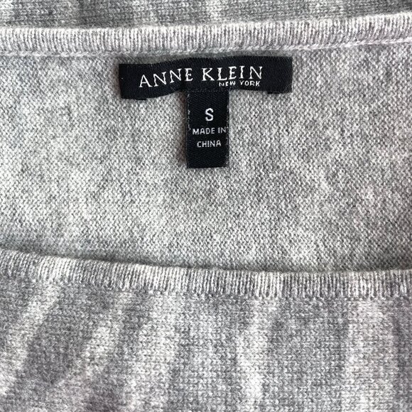 Anne Klein 100% Cashmere Animal Print Sweater Zebra Print Heather Grey - Picture 13 of 15